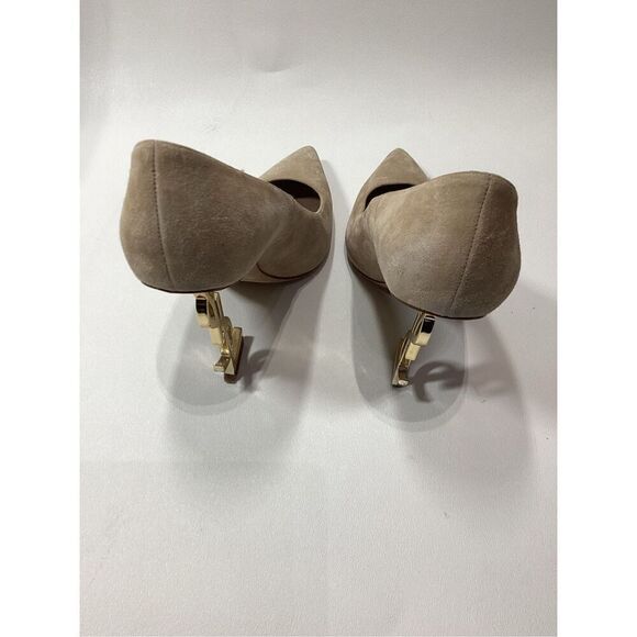 Saint Laurent Opyum Suede Beige Pump Size EU 40 Light Gold YSL Heel - Picture 4 of 16